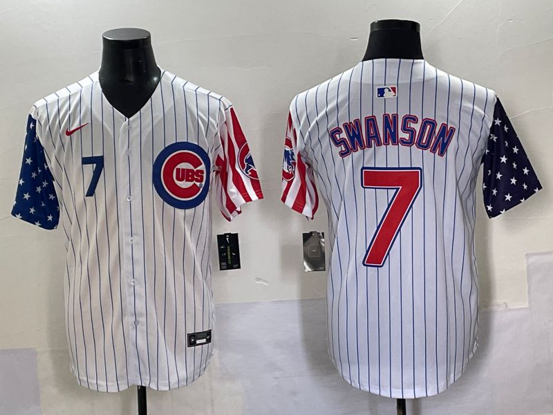 Men 2025 Chicago Cubs #7 Swanson White a generation of national flags Joint Name Nike MLB Jersey style 50->chicago cubs->MLB Jersey